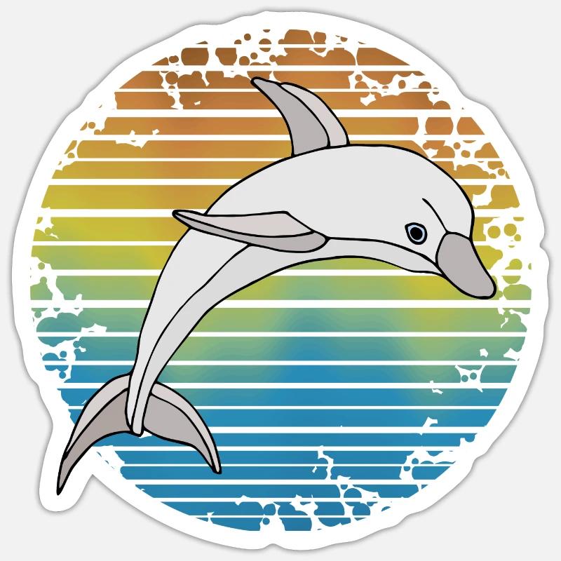 Dauphin - Sticker taille S (10 x 10 cm) - blanc mat