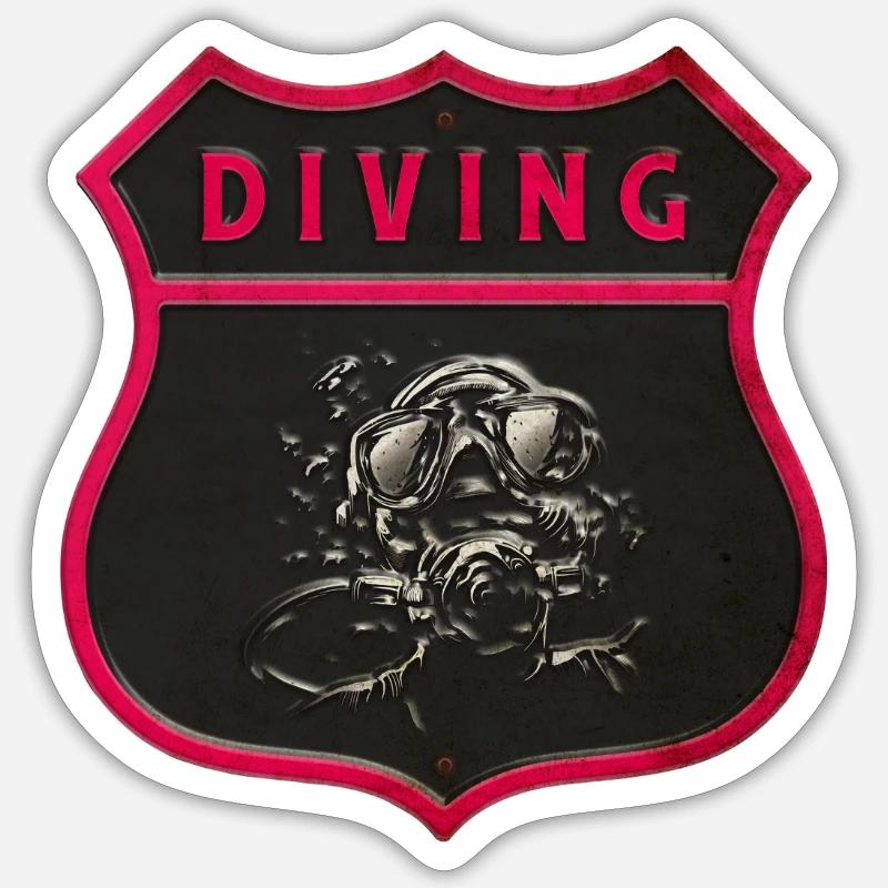 diver crest design - Sticker size S (10 x 10 cm) - white matte