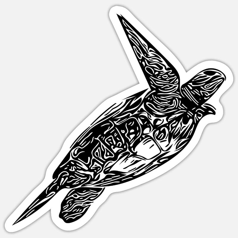 Vintage turtle emerging - Sticker size S (10 x 10 cm) - white matte