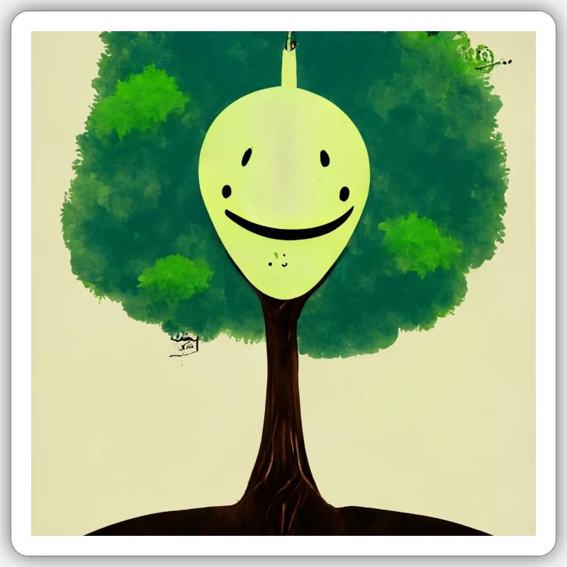 Smilling tree - Sticker size S (10 x 10 cm) - white matte