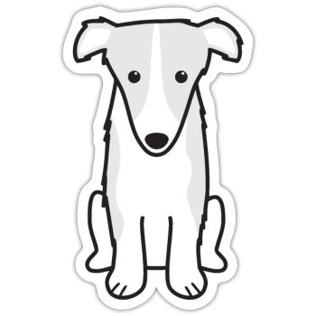 Borzoi Dog Cartoon Kawaii Illustration - Sticker taille S (10 x 10 cm) - blanc mat - Devant