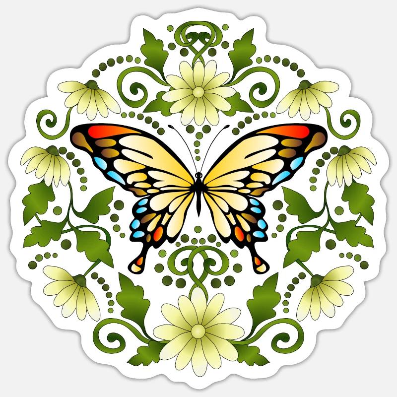 Papillon - Sticker taille S (10 x 10 cm) - blanc mat