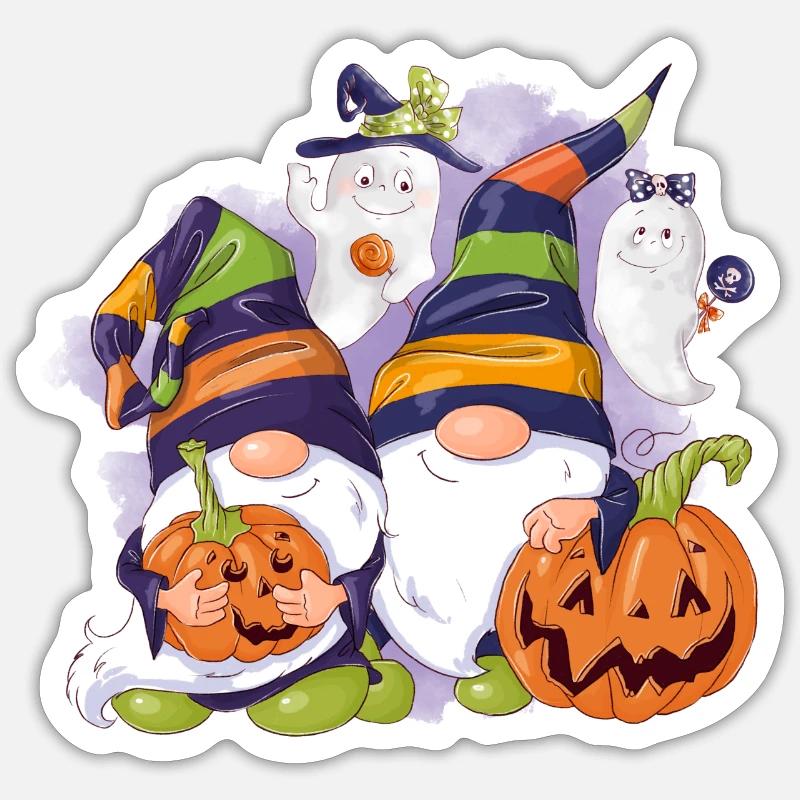 Elfes d’Halloween - Sticker taille S (10 x 10 cm) - blanc mat