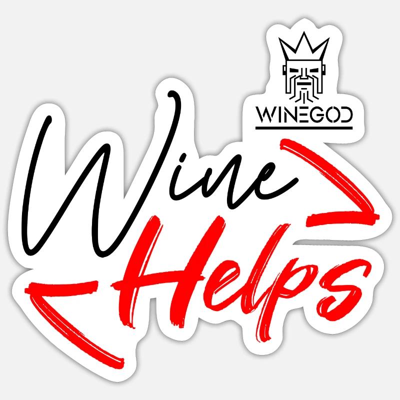 Winegod drôle en disant que le vin aide - Sticker taille S (10 x 10 cm) - blanc mat