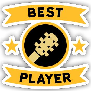 Best guitar player (guitar, circle, banner) - Sticker size S (10 x 10 cm) - white matte - Front