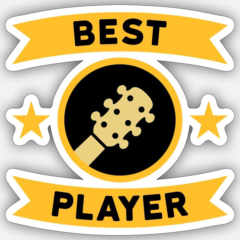 Best guitar player (guitar, circle, banner) Sticker size S (10 x 10 cm)