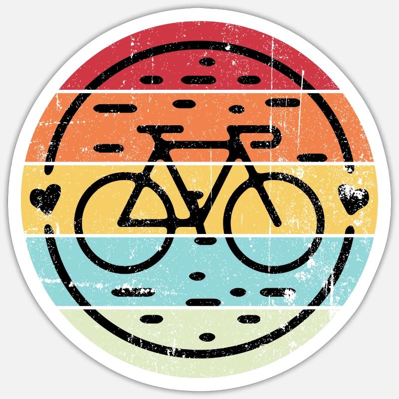 Retro Rainbow Bicycle Emblem - Sticker size S (10 x 10 cm) - white matte
