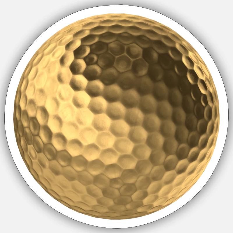Balle de golf dorée 3D Sticker taille S (10 x 10 cm)