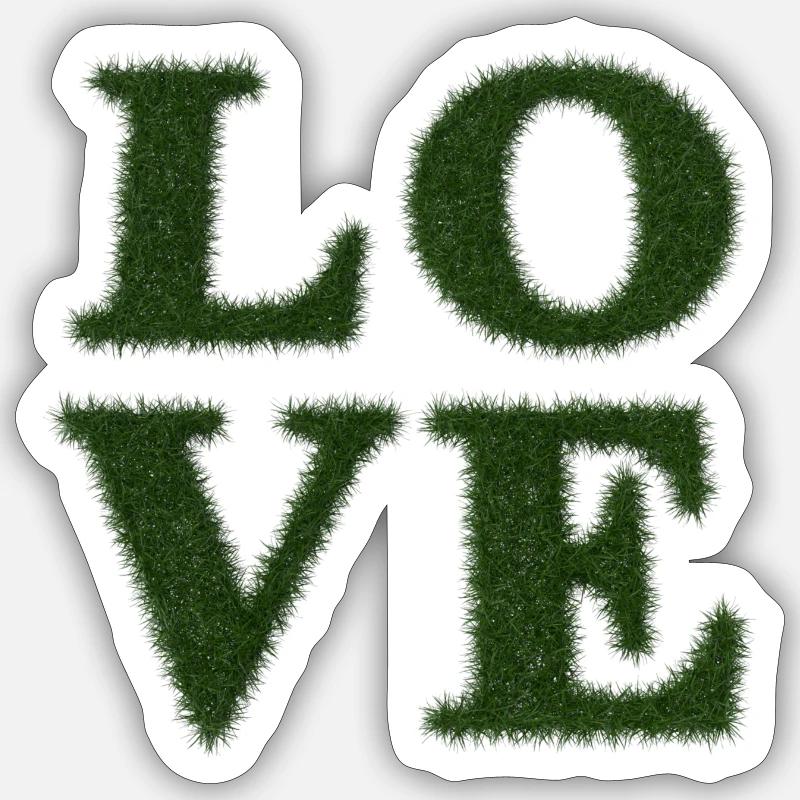 Love - Real Grass 3D Sticker size S (10 x 10 cm)