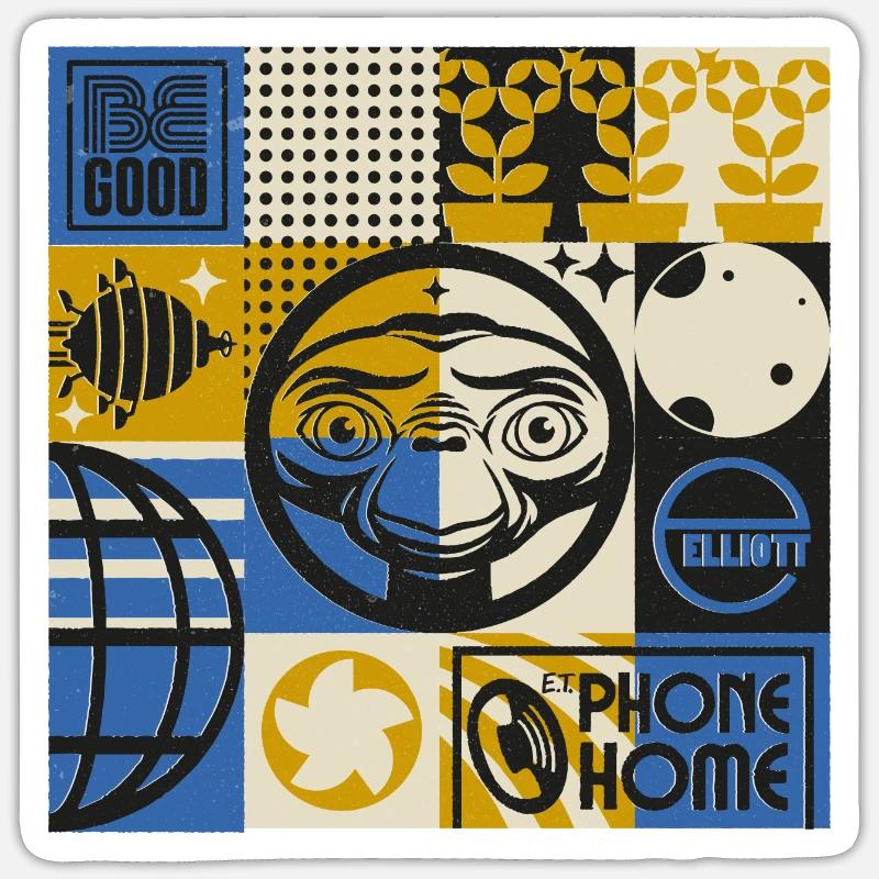 E.T. The Extra-Terrestrial Pattern - Sticker size S (10 x 10 cm) - white matte