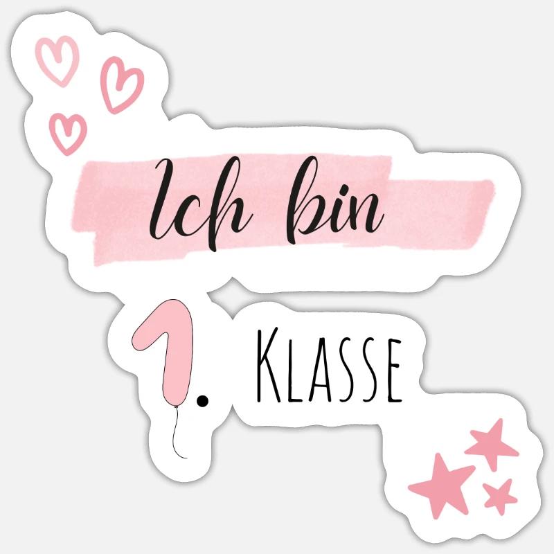 Einschulung Geschenk - Ich bin 1. Klasse - Sticker Größe S (10 x 10 cm) - Mattweiß