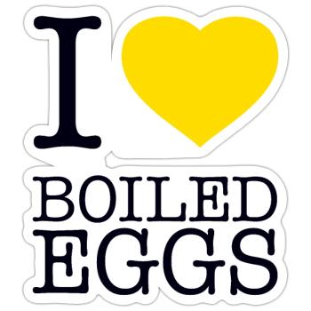 I LOVE BOILED EGGS Eier - Sticker Größe S (10 x 10 cm) - Mattweiß - Vorne