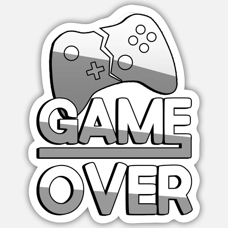 GAME OVER (White) + Controller - Gaming Sticker size S (10 x 10 cm)