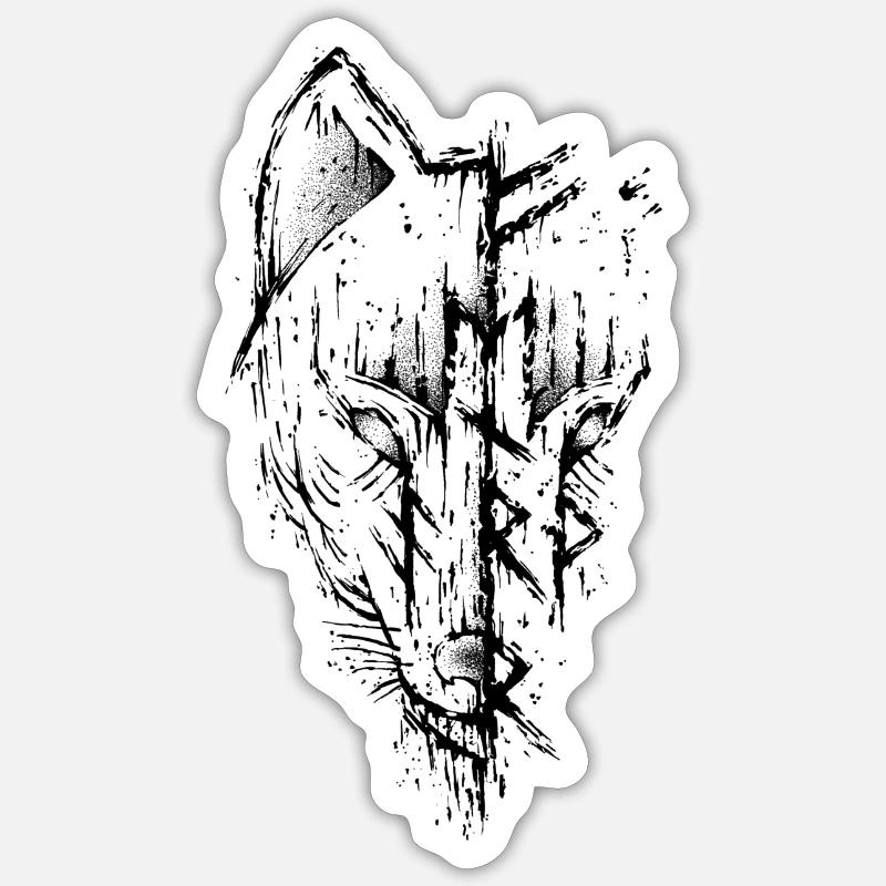 Wolf Fenrir Wikinger Müllfuthark Rune - Sticker Größe S (10 x 10 cm) - Mattweiß