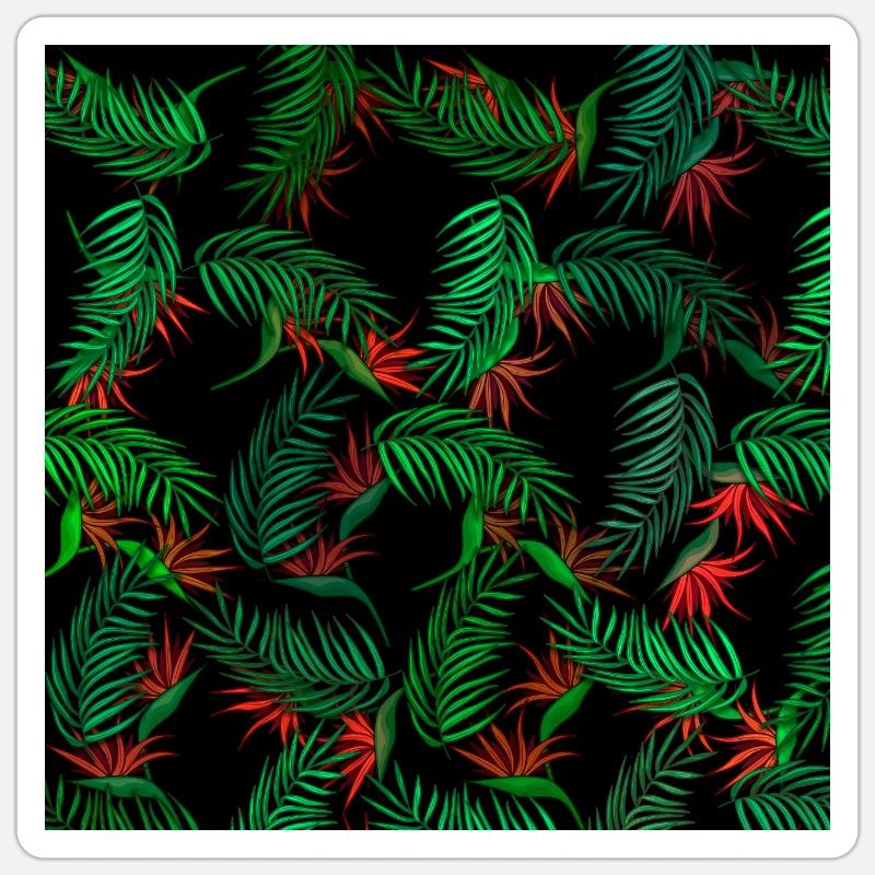 Palm trees and flowers pattern - Sticker size S (10 x 10 cm) - white matte