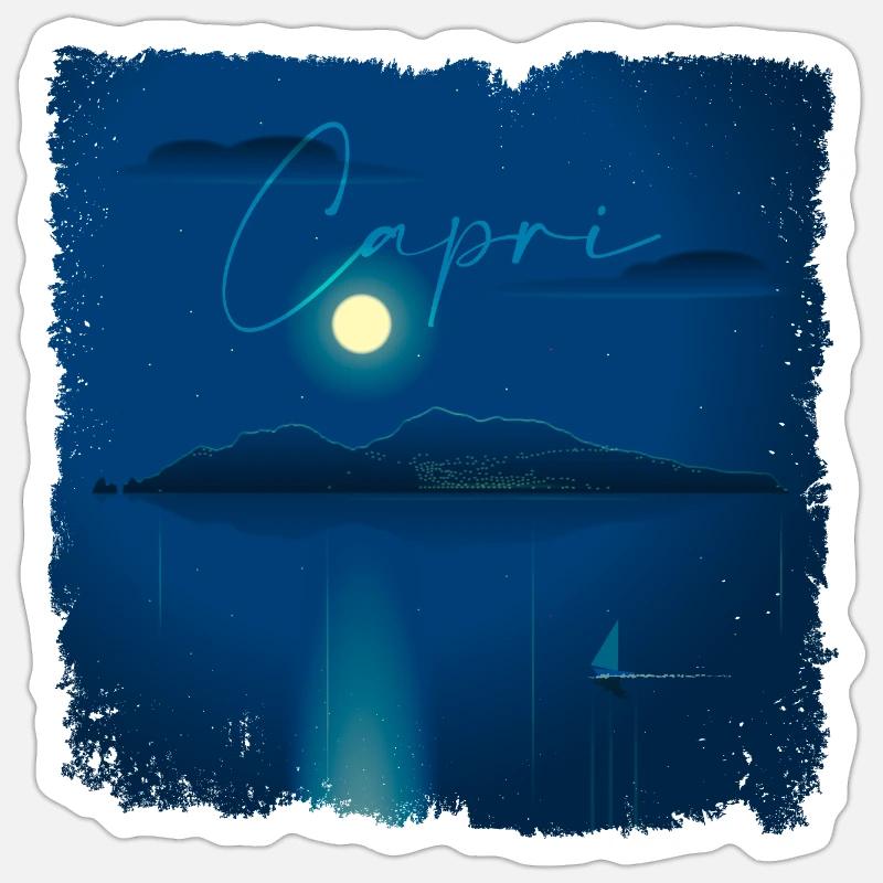 Capri by night - Sticker size S (10 x 10 cm) - white matte