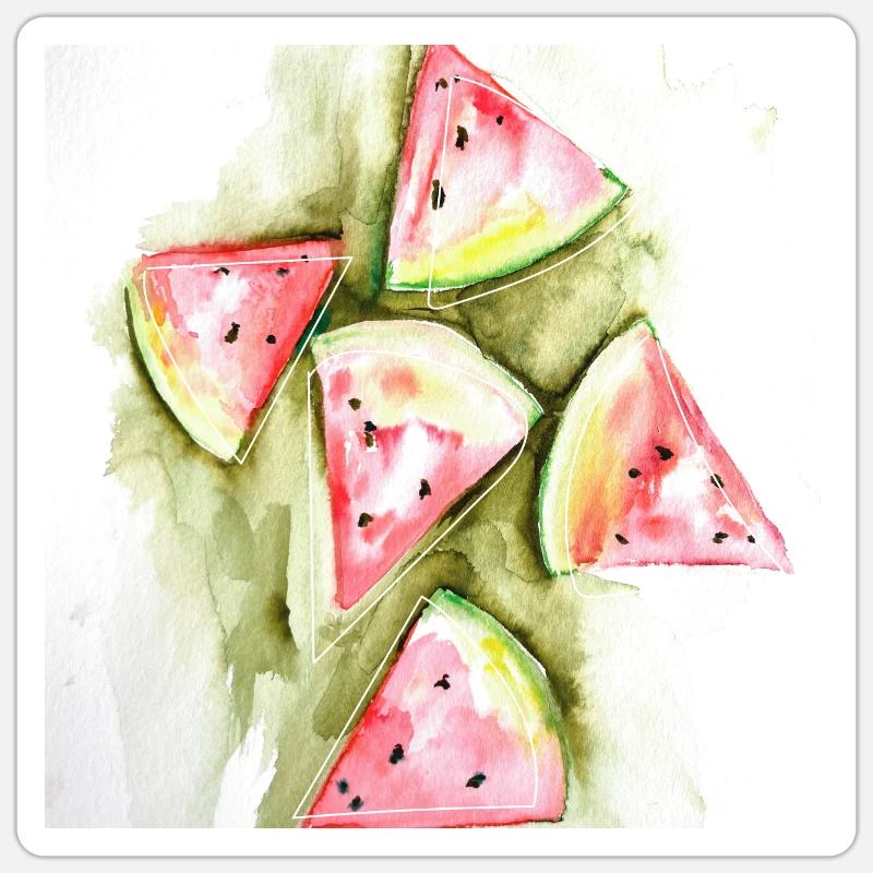 Pastèques - Sticker taille S (10 x 10 cm) - blanc mat