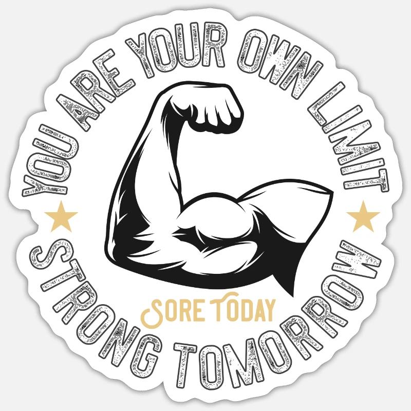 Muscles, Musculation - Sticker taille S (10 x 10 cm) - blanc mat