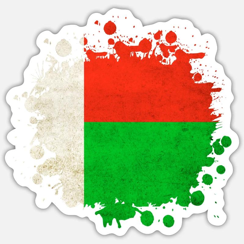 Blob de drapeaux de Madagascar - Sticker taille S (10 x 10 cm) - blanc mat