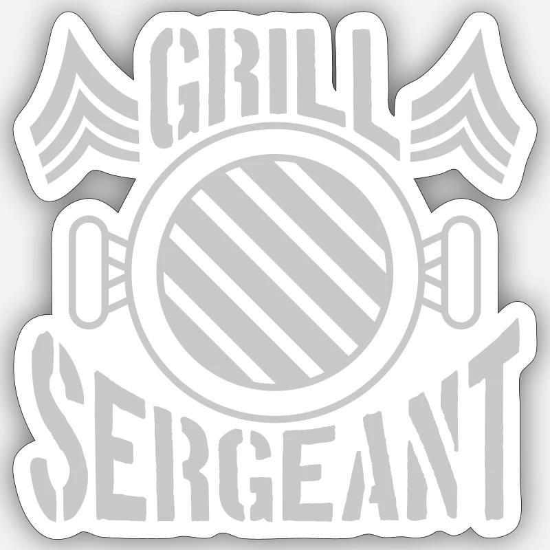 Grill Sergeant BBQ Grillparty - Sticker Größe S (10 x 10 cm) - Mattweiß