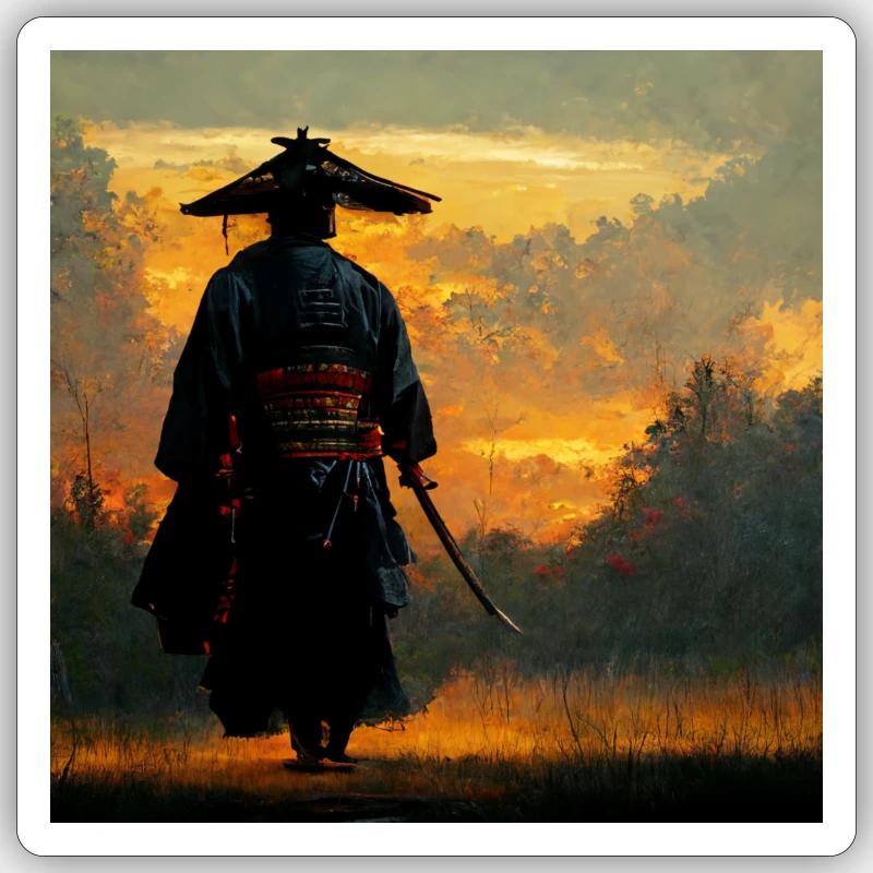 Samurai - Sticker taille S (10 x 10 cm) - blanc mat