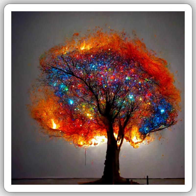 Luminous tree - Sticker size S (10 x 10 cm) - white matte