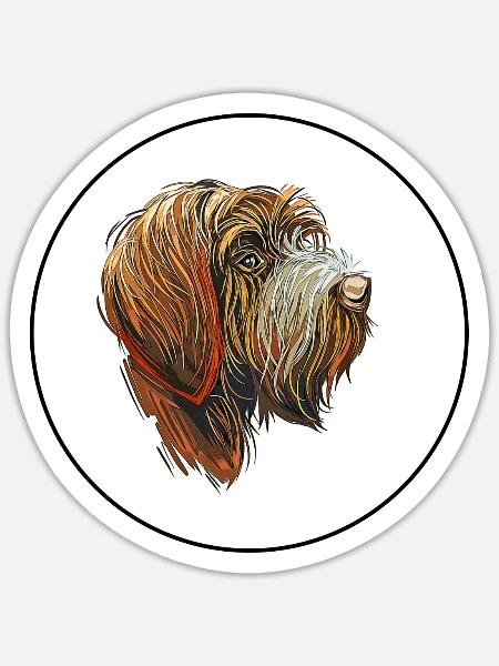 Drahthaar Pointing Griffon Dog Illustration - Sticker Größe S (10 x 10 cm) - Mattweiß