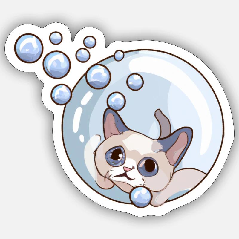 Soap Bubbles Cat Sticker size S (10 x 10 cm)