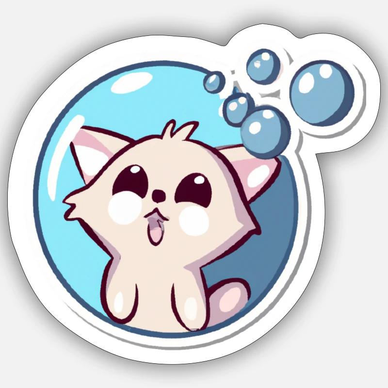 Savon Bubbles Chat Sticker taille S (10 x 10 cm)