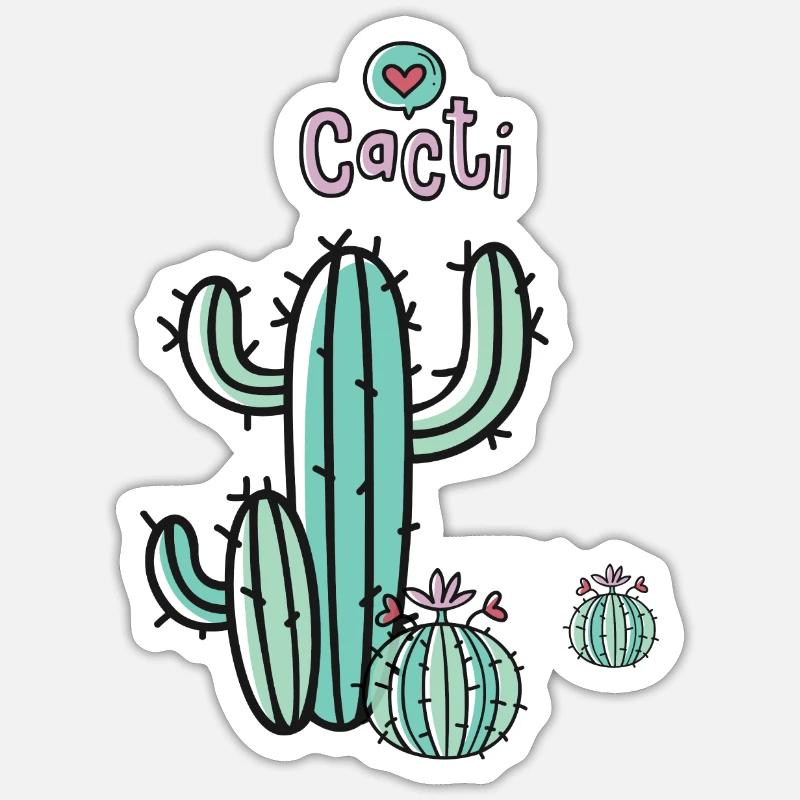 Cactus - Sticker taille S (10 x 10 cm) - blanc mat