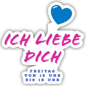 Herzliche Liebesbotschaft im Graffiti-Stil - Sticker Größe S (10 x 10 cm) - Mattweiß - Vorne
