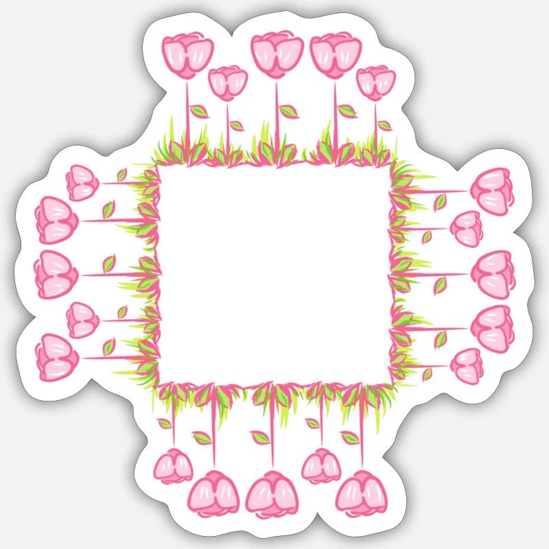 square frame flowers natural square - Sticker size S (10 x 10 cm) - white matte