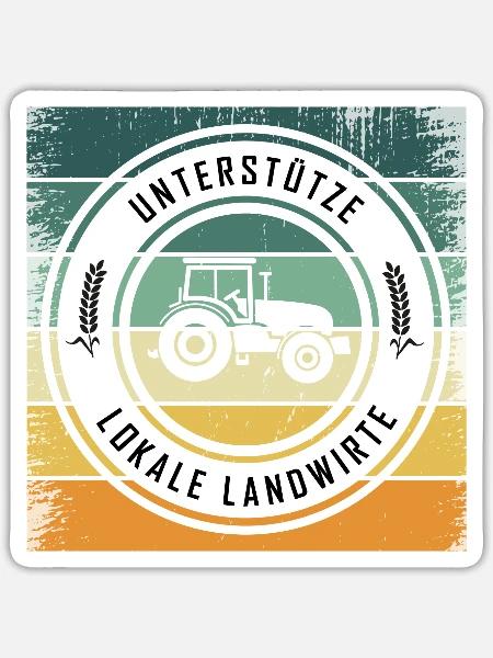 Lokale Landwirt Unterstützung Vintage - Sticker Größe S (10 x 10 cm) - Mattweiß