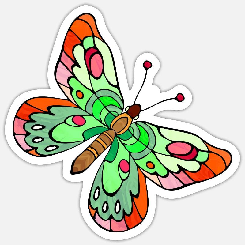 Papillon - Sticker taille S (10 x 10 cm) - blanc mat
