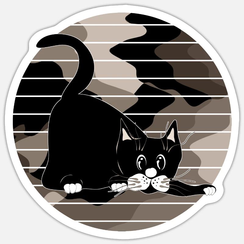 Chat - Sticker taille S (10 x 10 cm) - blanc mat
