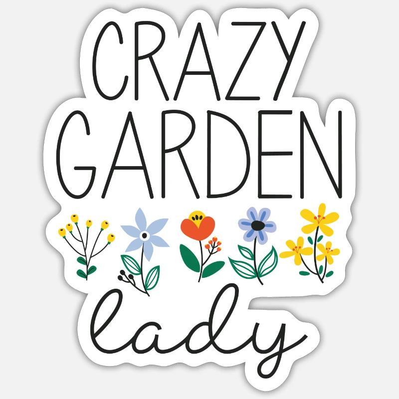 Verrückte Gartendame - Sticker Größe S (10 x 10 cm) - Mattweiß
