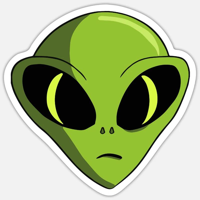 Alien Kopf - Sticker Größe S (10 x 10 cm) - Mattweiß