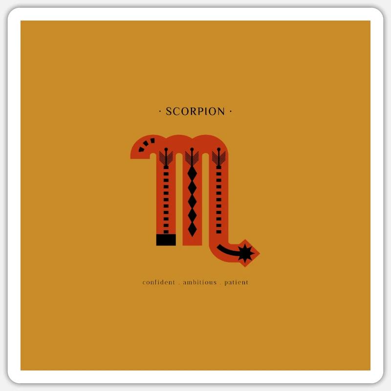 STERNZEICHEN Skorpion -orange- - Sticker Größe S (10 x 10 cm) - Mattweiß