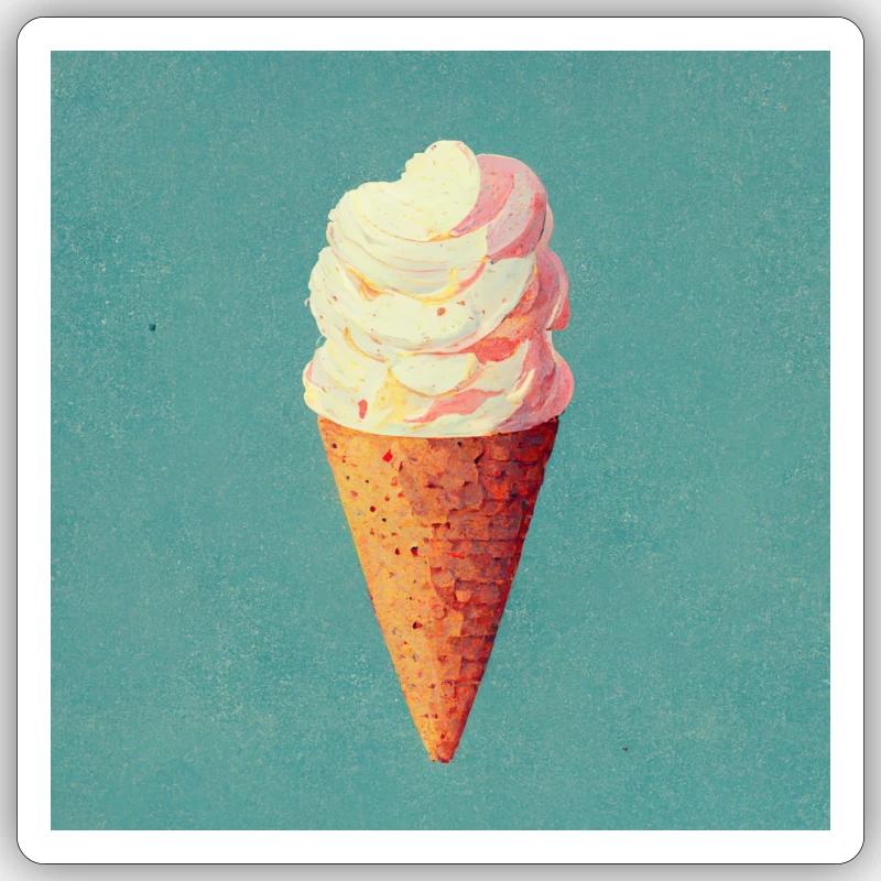 Eiscreme - Sticker Größe S (10 x 10 cm) - Mattweiß