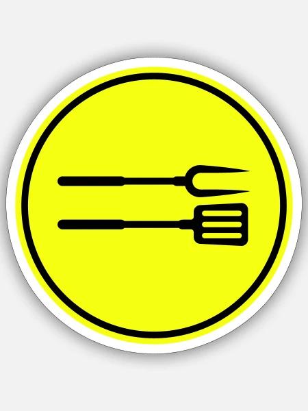 Grillzange Grillen Symbol - Sticker Größe S (10 x 10 cm) - Mattweiß