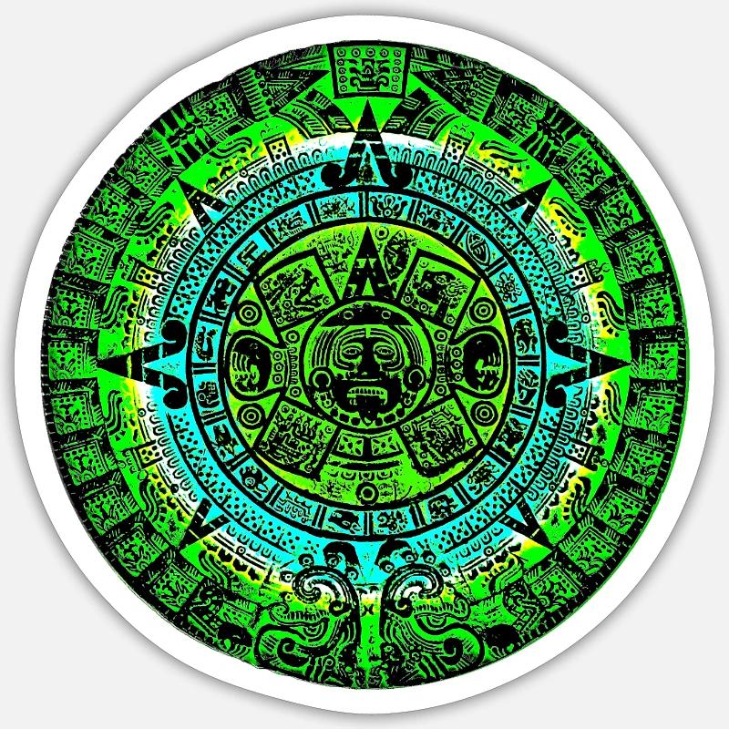 Calendrier aztèque Pierre du Soleil - Design A - Sticker taille S (10 x 10 cm) - blanc mat