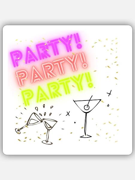 Party Party Party - Sticker Größe S (10 x 10 cm) - Mattweiß