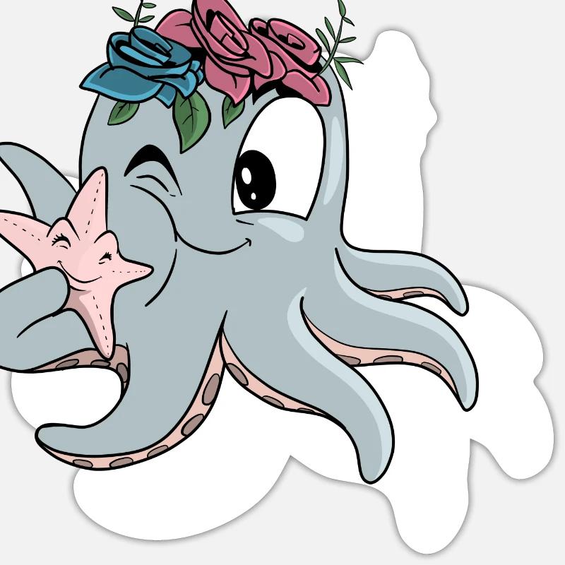 Octopus Starfish Octopus - Sticker size S (10 x 10 cm) - white matte