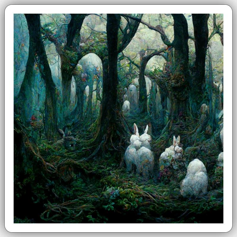 Rabbit forest Sticker size S (10 x 10 cm)