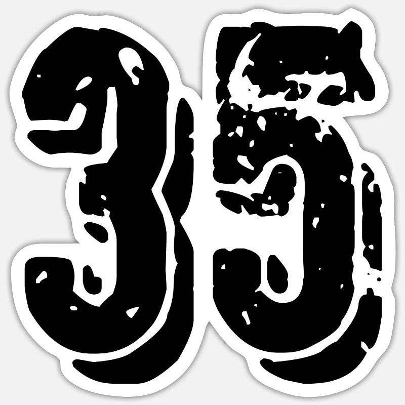 Maillot à 35 chiffres - Sticker taille S (10 x 10 cm) - blanc mat