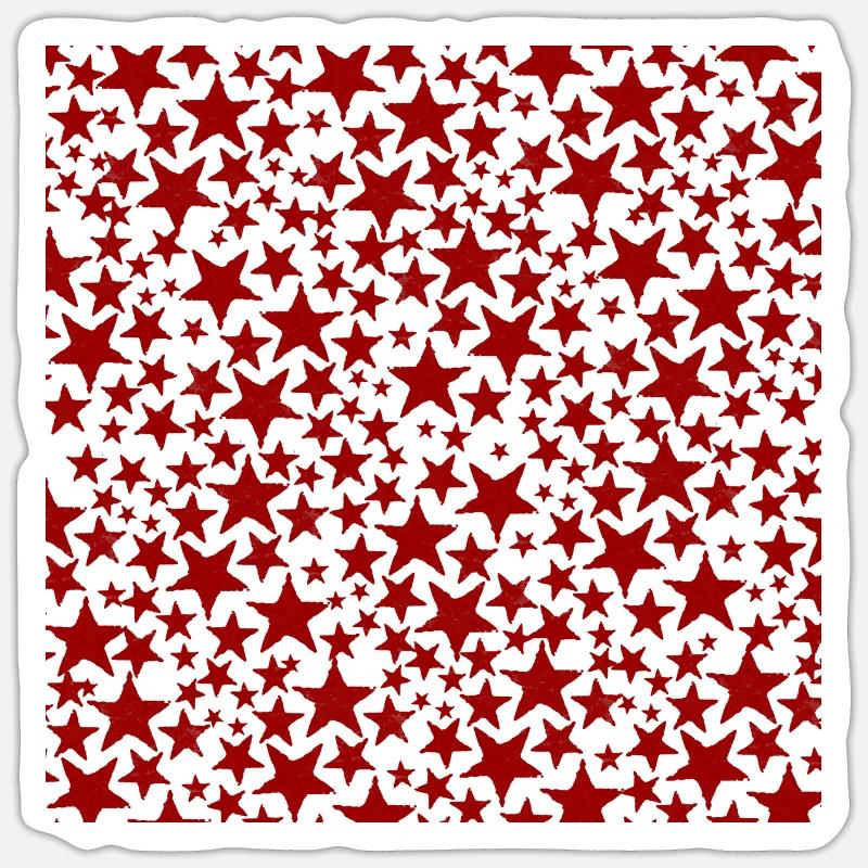 Red star pattern on black background Sticker size S (10 x 10 cm)