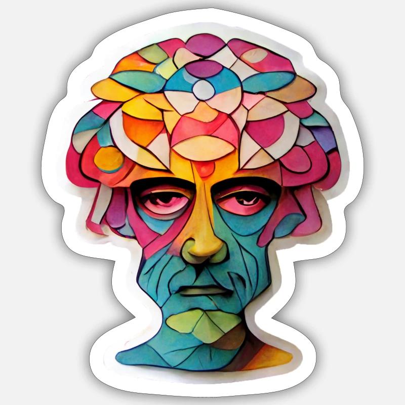 Psychedelic Head Sticker size S (10 x 10 cm)
