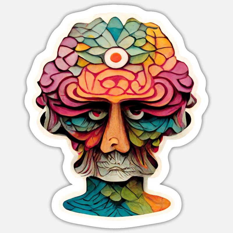 Psychedelic Head - Sticker size S (10 x 10 cm) - white matte