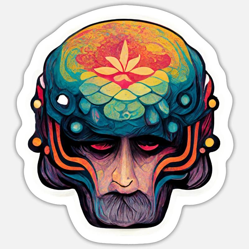 Psychedelic Head - Sticker size S (10 x 10 cm) - white matte