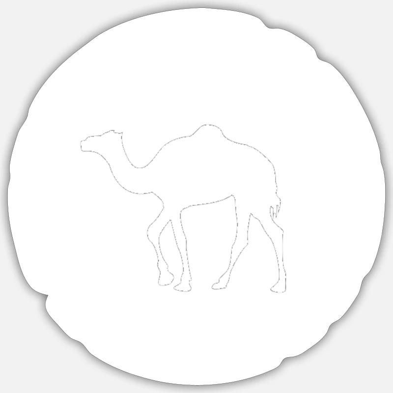 Camel Silhouette Crépusculaire - Sticker taille S (10 x 10 cm) - blanc mat